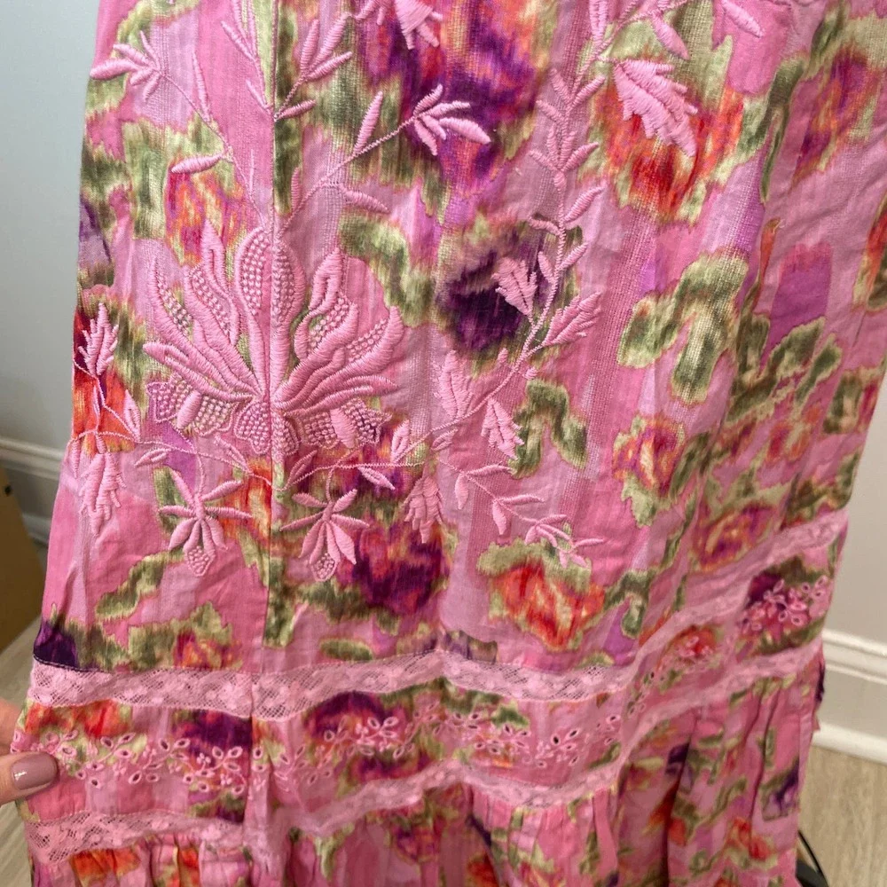 LoveShackFancy Floral Lace Mariata Maxi Dress In Wild Pink Rose Size 6 New - Picture 10 of 16